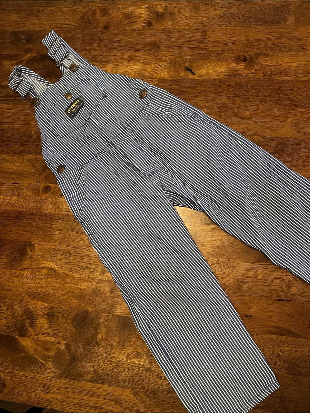 Vintage 70s 80s Osh Kosh Hickory Stripe Toddler Overalls Sz 5/6 Kids